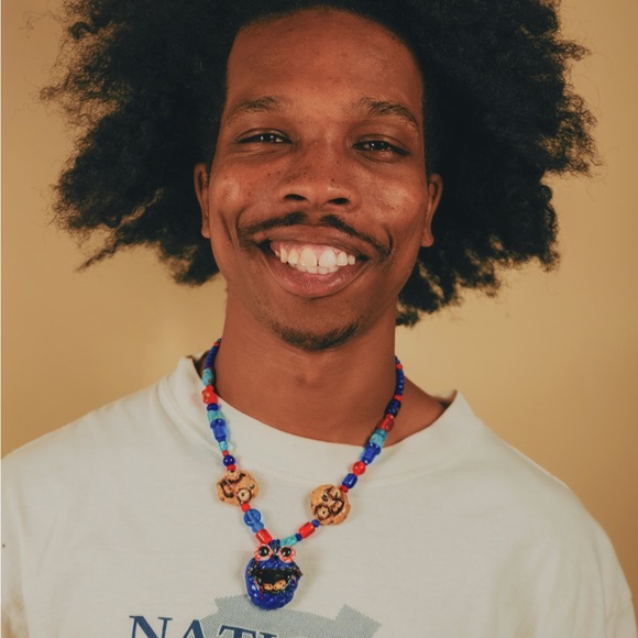 HANDMADE POLYMER CLAY COOKIE MONSTER NECKLACE - Picture 2 of 5